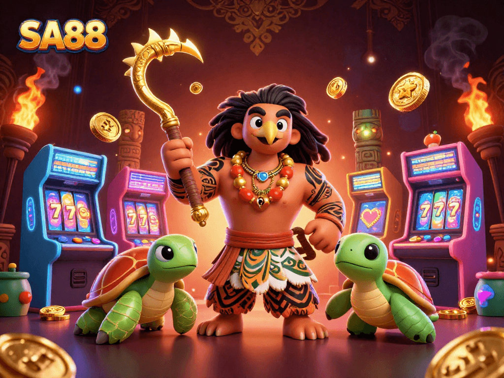 SA88 offers exciting gameplay with a golden fish hook-wielding demigod and enchanting game elements.