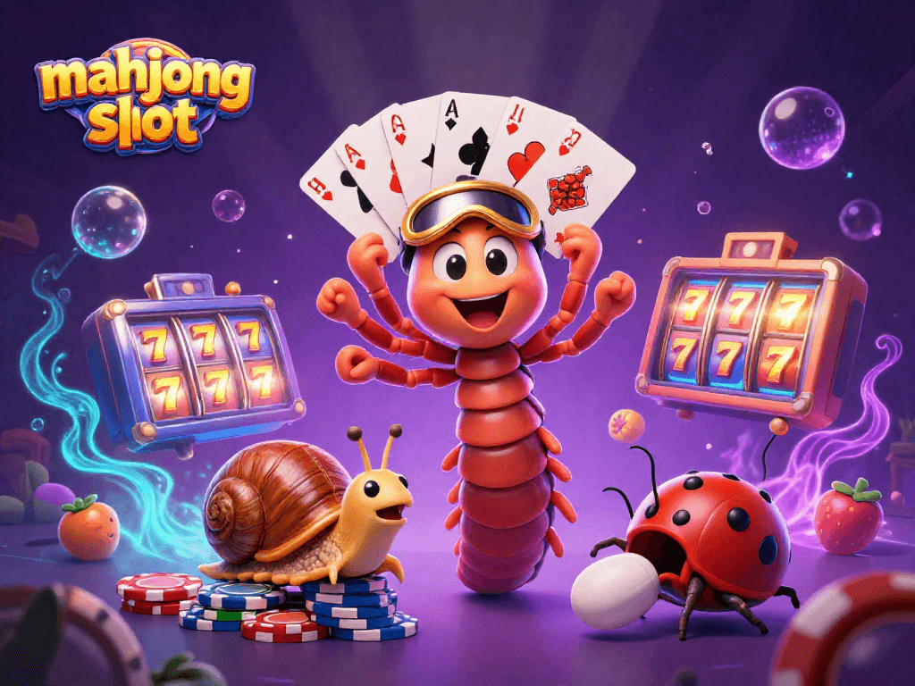 Mengambil kemenangan besar dengan mahjong slot yang menampilkan dealer 3D dan elemen permainan.