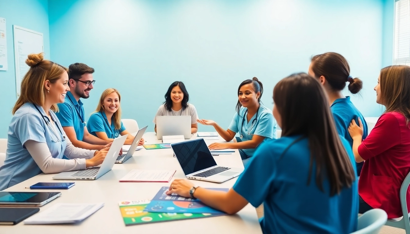 Nursing students studying at the Houston Trusted NCLEX review center with engaging materials.
