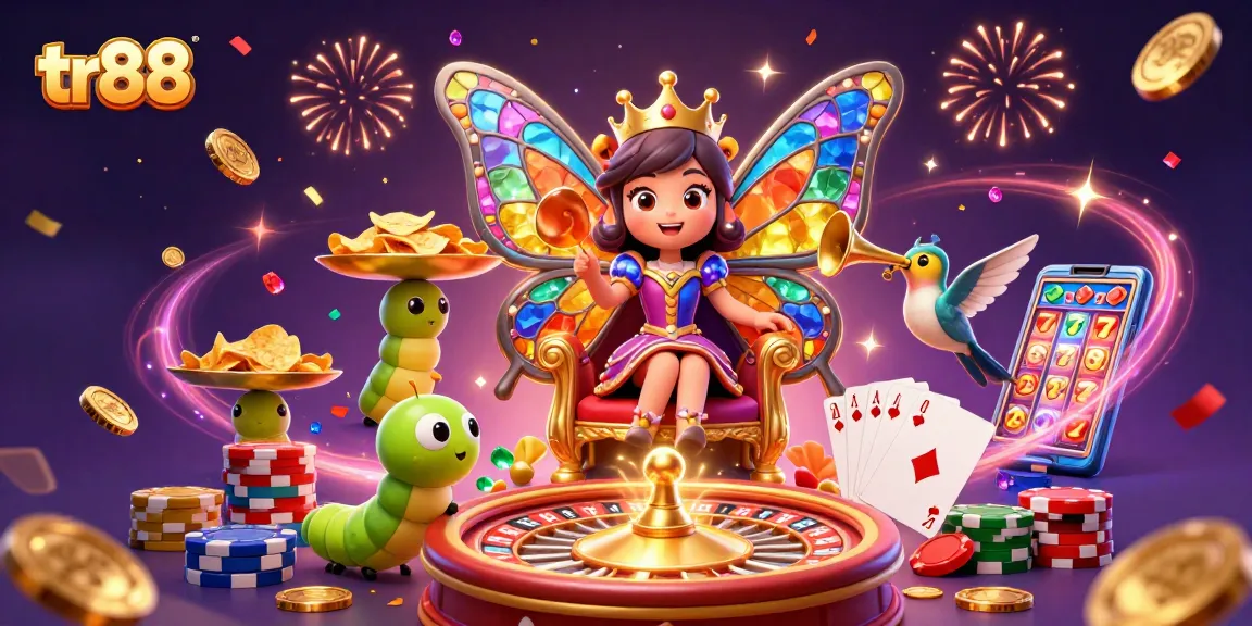 Spin to win at tr88 with this vibrant illustration showcasing a casino party atmosphere.