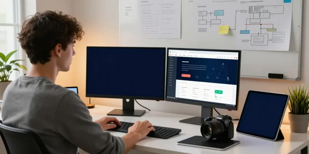 Analyze website performance with tools while working in a modern digital workspace.