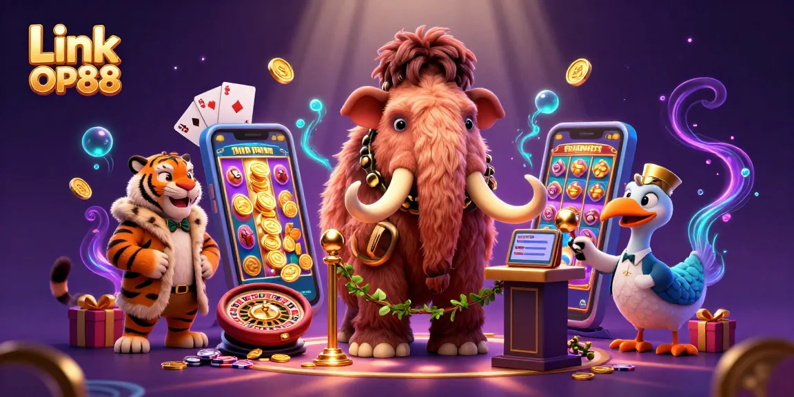 Experience the thrill of Link OP88 with vibrant casino characters amidst dynamic games.