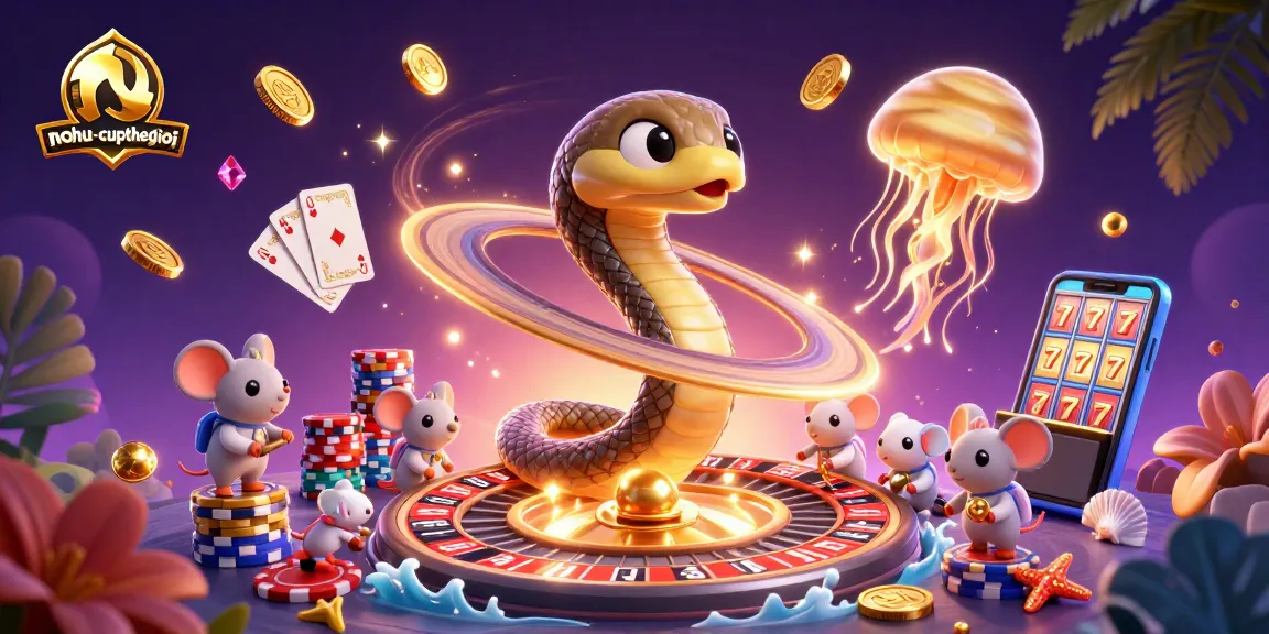 Engage with nohu-cupthegioi as astronaut mice place bets on a cosmic roulette wheel.
