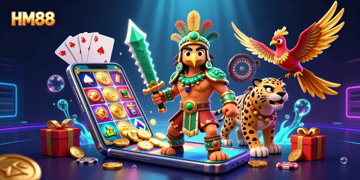 Spin and win at HM88 with Aztec-themed characters and rich casino elements.