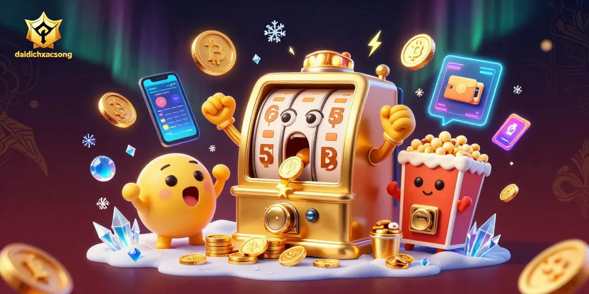 Spin the daidichxacsong jackpot with excitement as golden coins flow, creating a vibrant casino atmosphere.