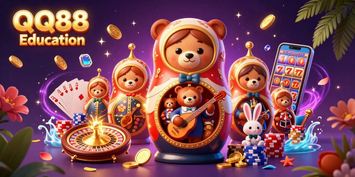 Experience thrilling wins with QQ88 Education as bears embrace casino life amidst a vibrant gambling scene.