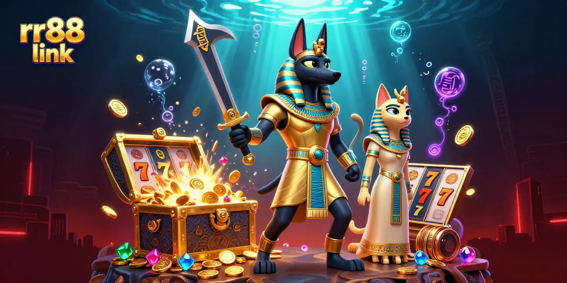 Engage with the rr88 link casino experience, featuring Anubis and treasures in 3D action.