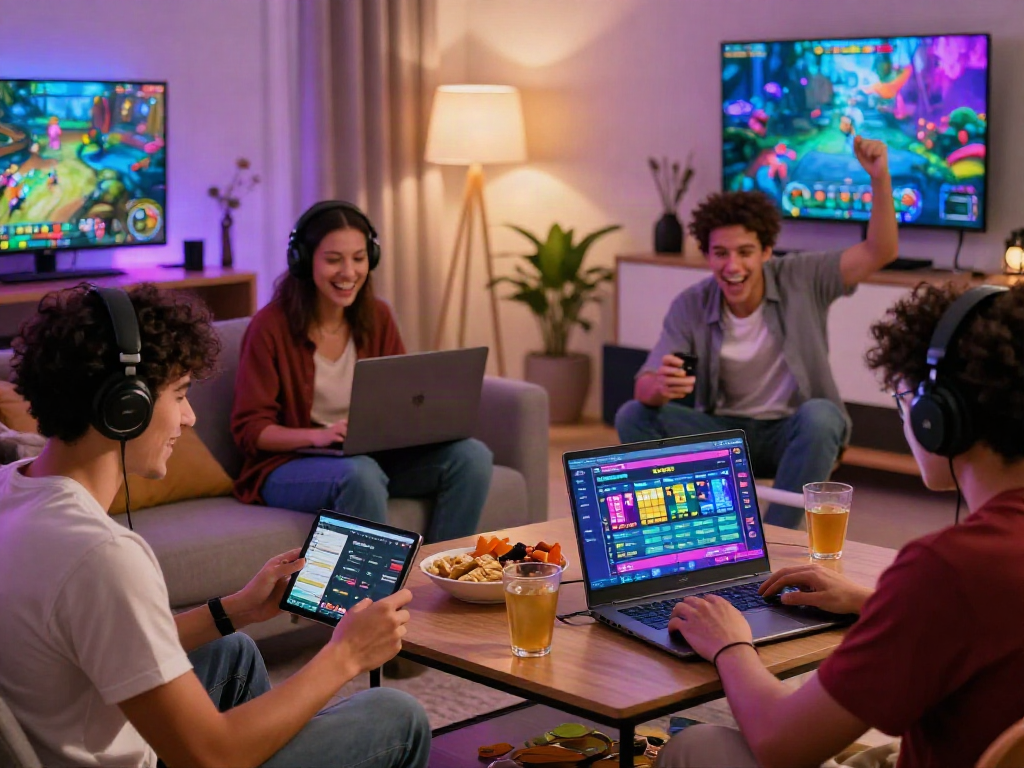 Engaged players enjoying togel online in a vibrant gaming atmosphere.