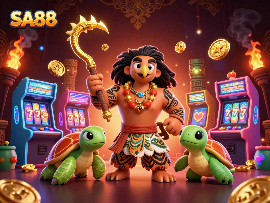 SA88 offers exciting gameplay with a golden fish hook-wielding demigod and enchanting game elements.