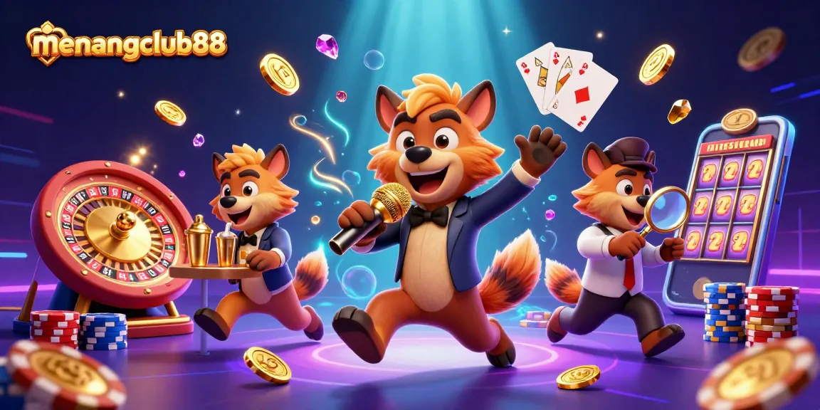 Engage with menangclub88 at a vibrant casino scene featuring hyenas in a comedic role.