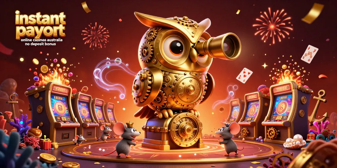 Experience instant payout online casinos Australia no deposit bonus with an engaging 3D casino scene filled with treasures.