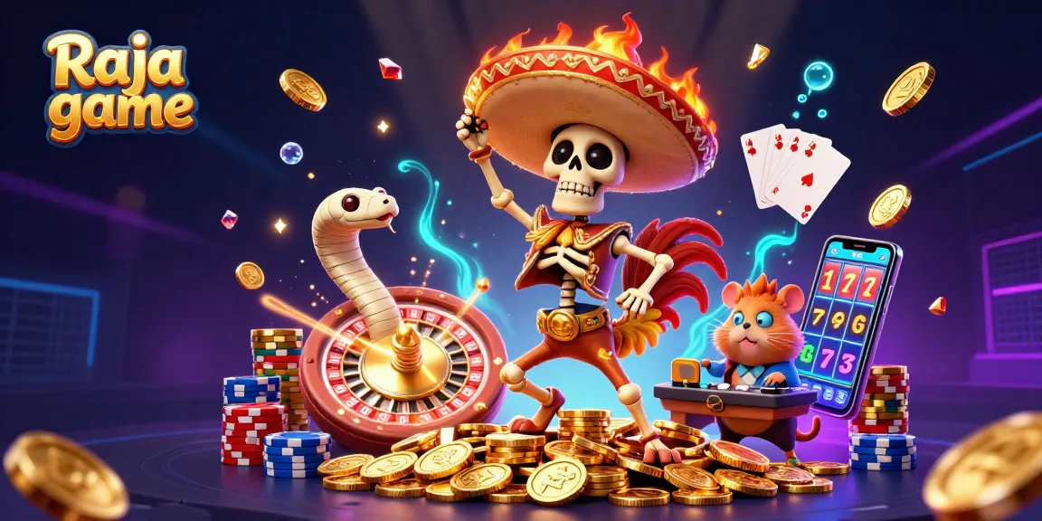 Engage with Raja game excitement through victory celebrations and winning symbols in a vibrant online casino scene.