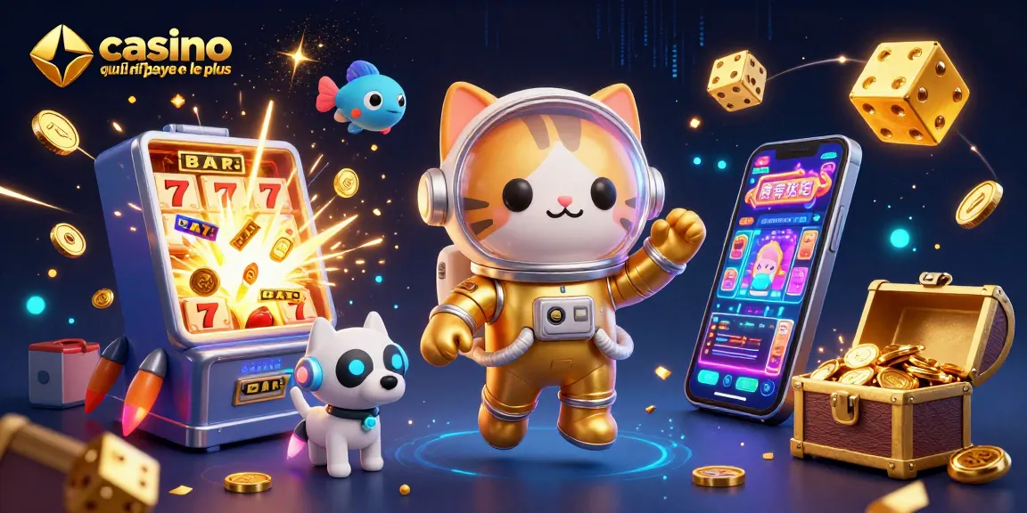 Jouer au casino en ligne qui paye le plus avec un chat astronaute et un chien robot.