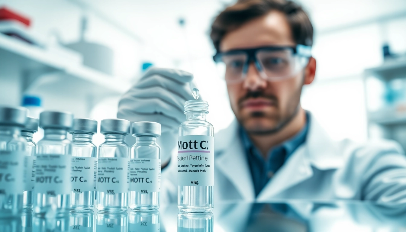 Analyze the Mots C peptide in a professional lab setting, showcasing precision and clarity.