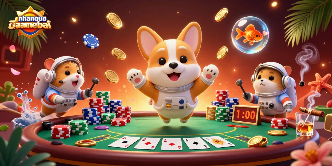 Engage in thrilling Callbreak action at nhanquagamebai, featuring animated characters in a vibrant casino.