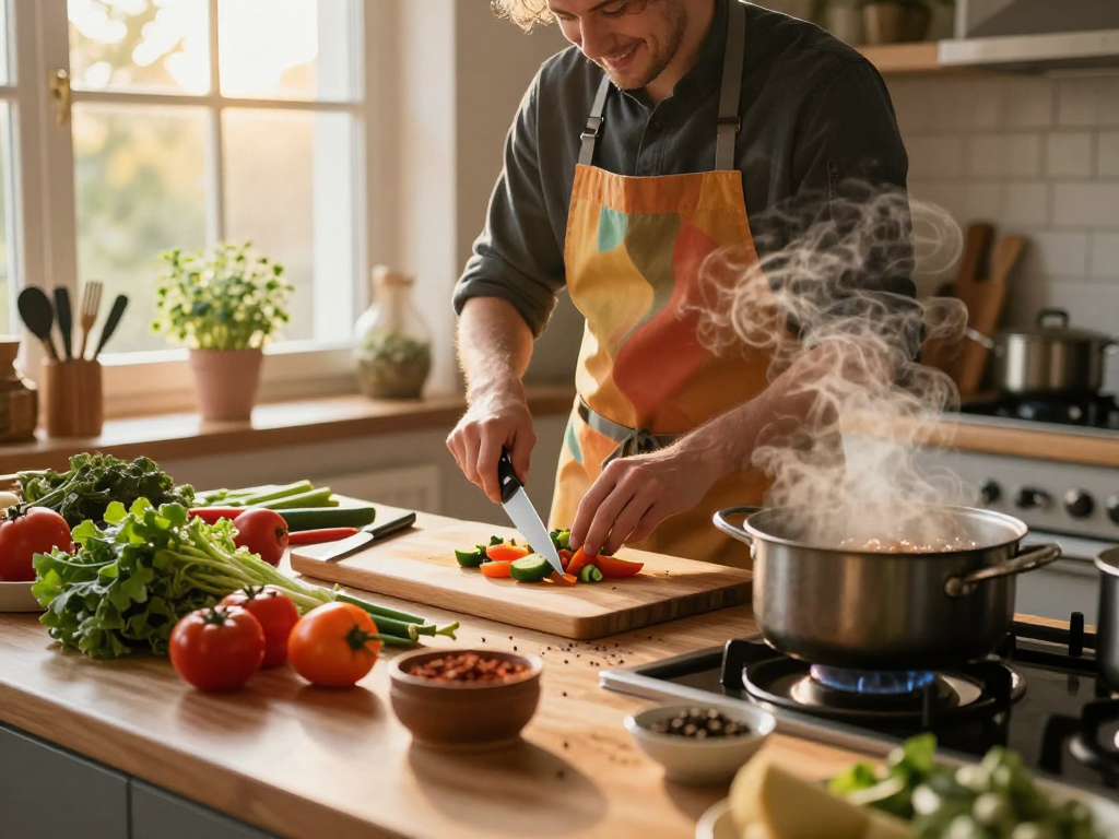 Aktivitas memasak chef di dapur yang ceria dengan situs epictoto sebagai kuasa kuliner.