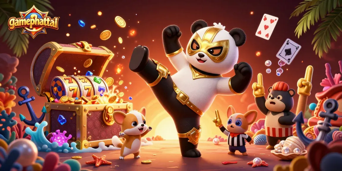 Experience the excitement of gamephattai with a dynamic 3D illustration showcasing vibrant casino elements and animated characters.