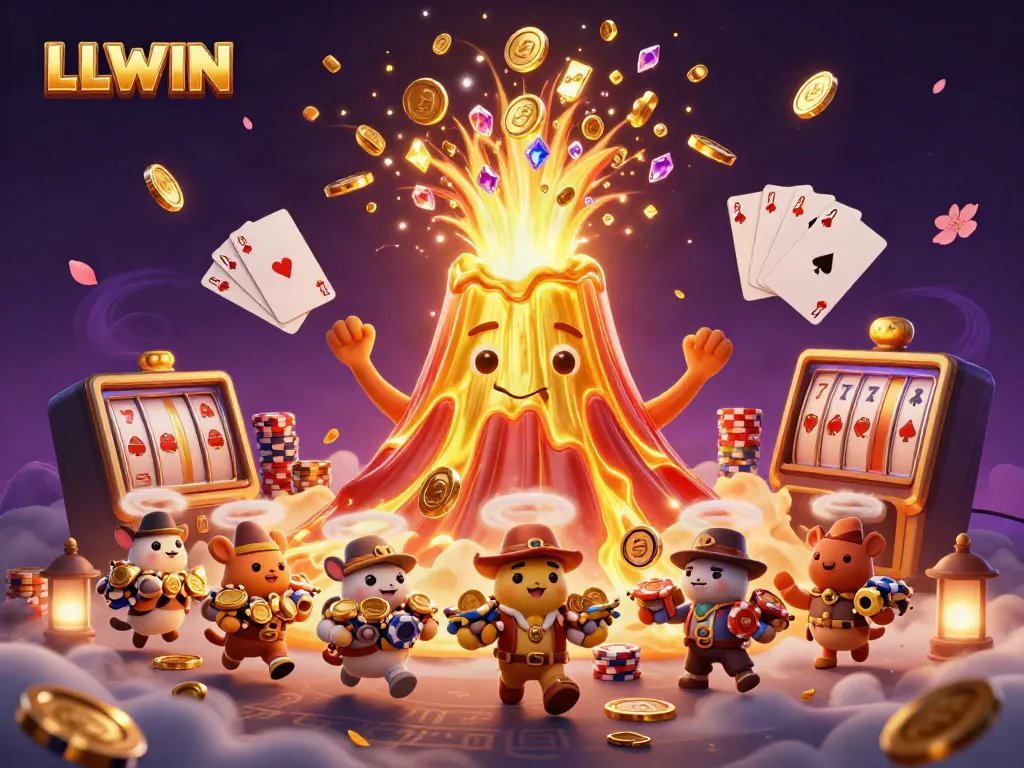 LLWIN showcases triumphant golden volcano and explorer animals in thrilling casino scene