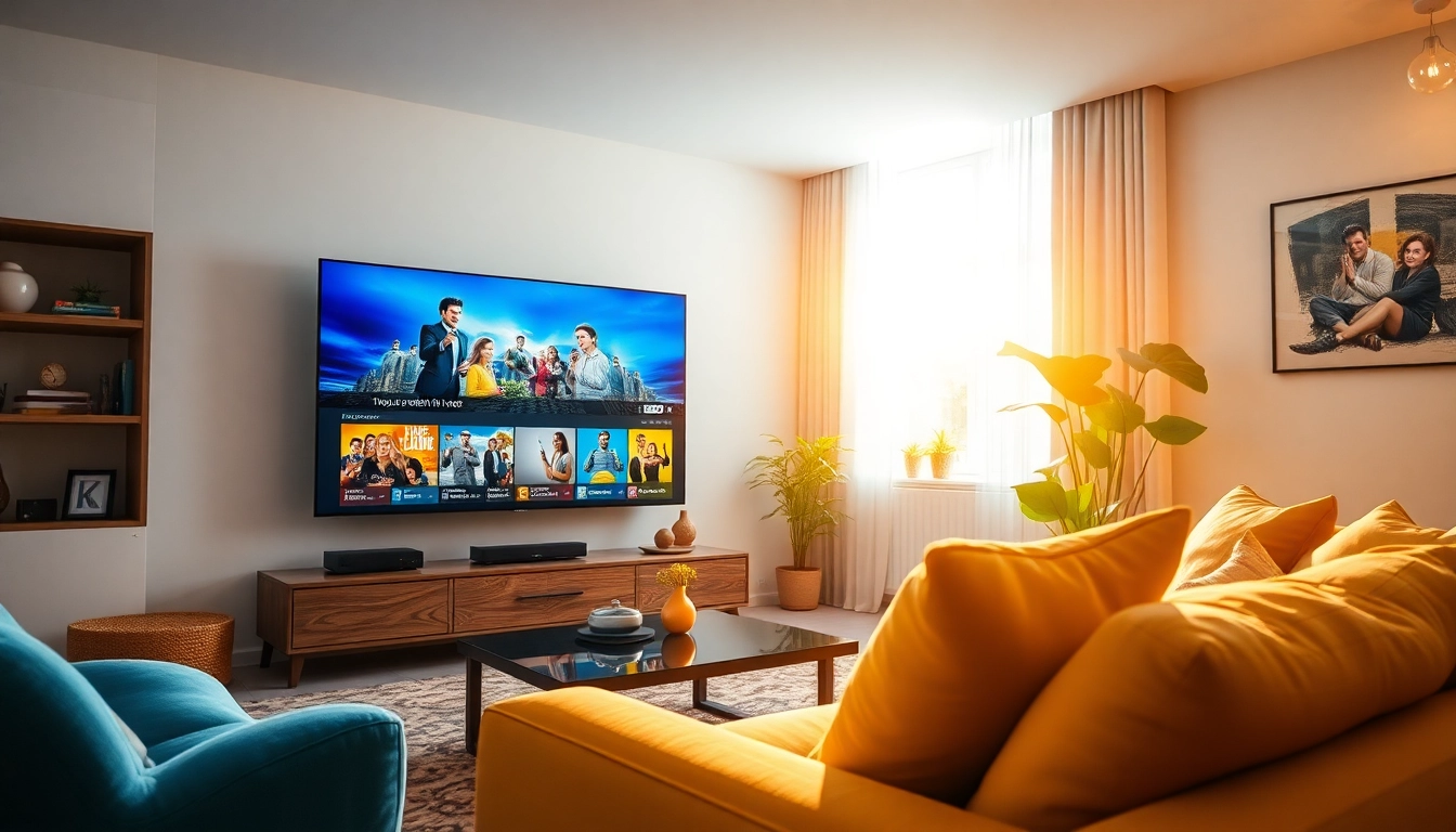 Enjoying high-definition iptv Sweden entertainment in a cozy living room atmosphere.