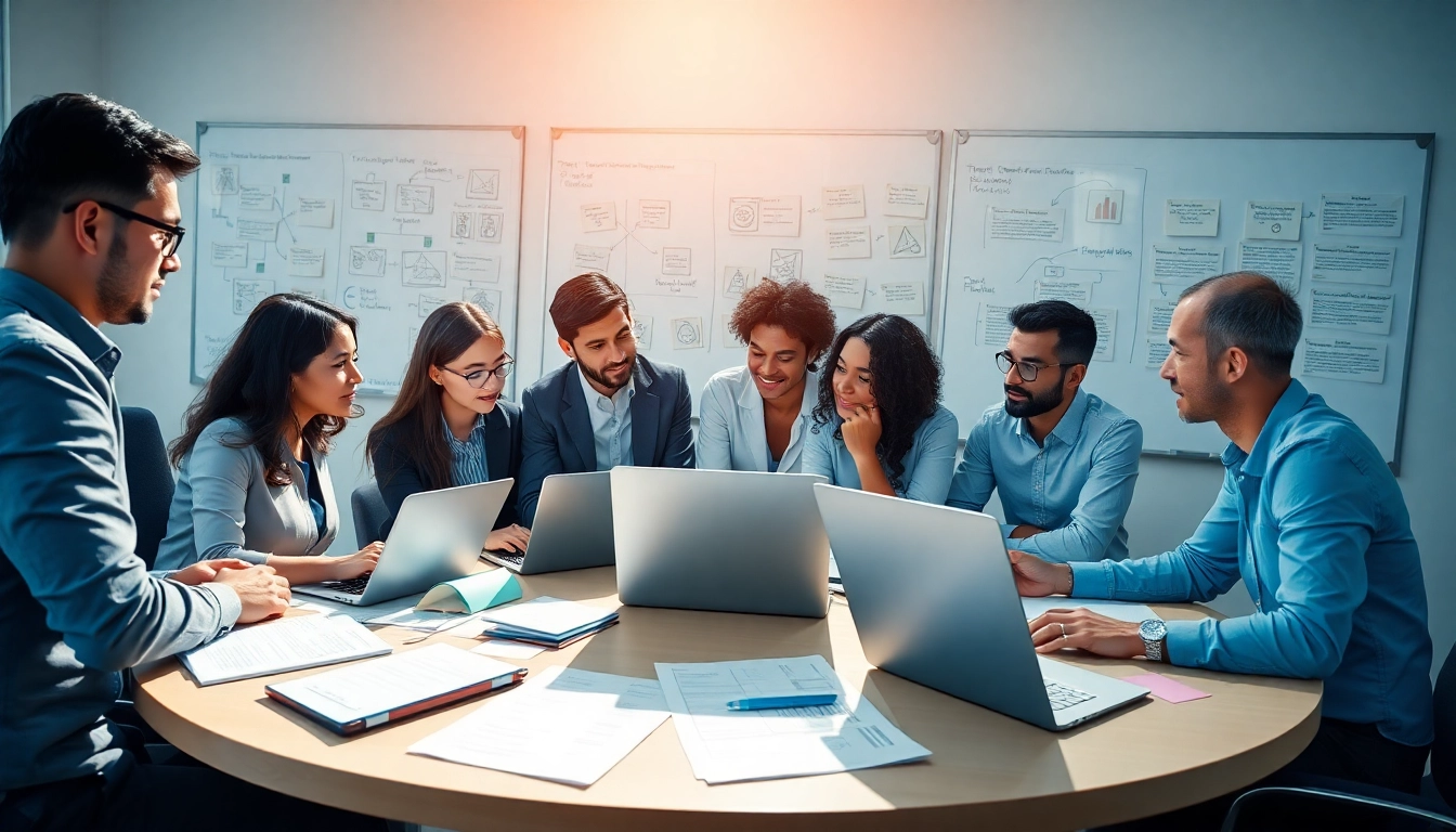 Team discussing cyber essentials managed service strategies in a modern office.