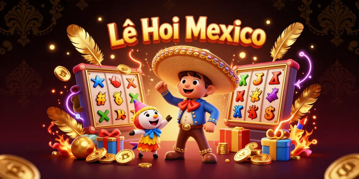 A dynamic scene from game-le-hoi-mexico showing a festive mariachi character amid vibrant slots and colorful casino elements, symbolizing the exciting gaming atmosphere.