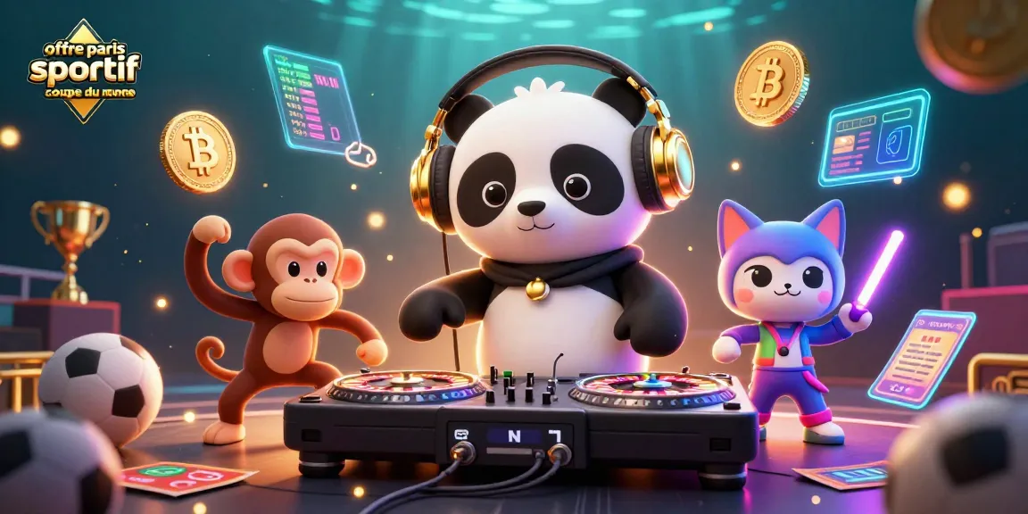 Offre paris sportif coupe du monde : ambiance festive avec des paris sportifs et des personnages animés