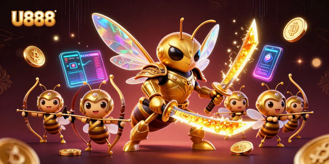 U888 engages players with an exciting 3D cartoon illustration featuring dynamic characters and crypto elements in a casino setting