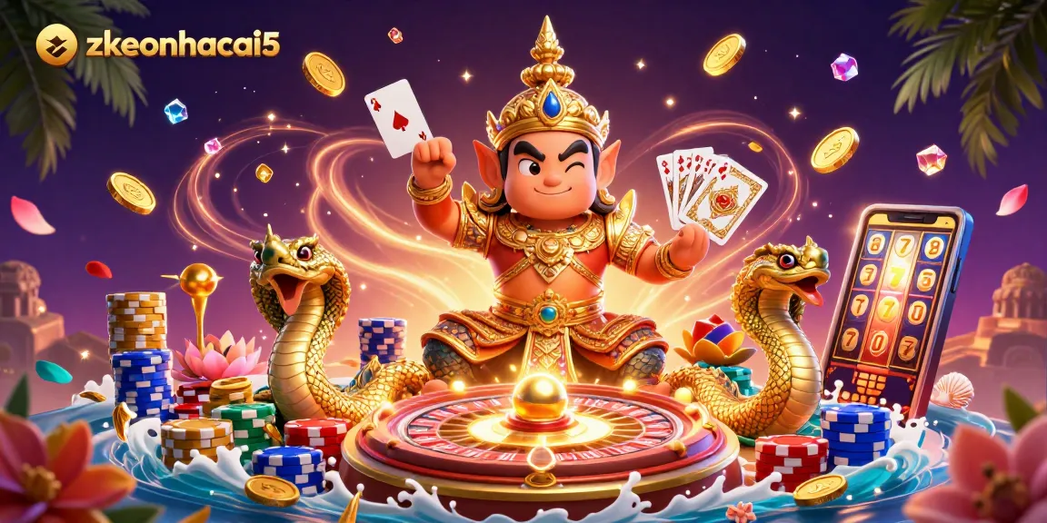 Experience thrilling wins with zkeonhacai5's vibrant casino illustration showcasing luck and excitement.