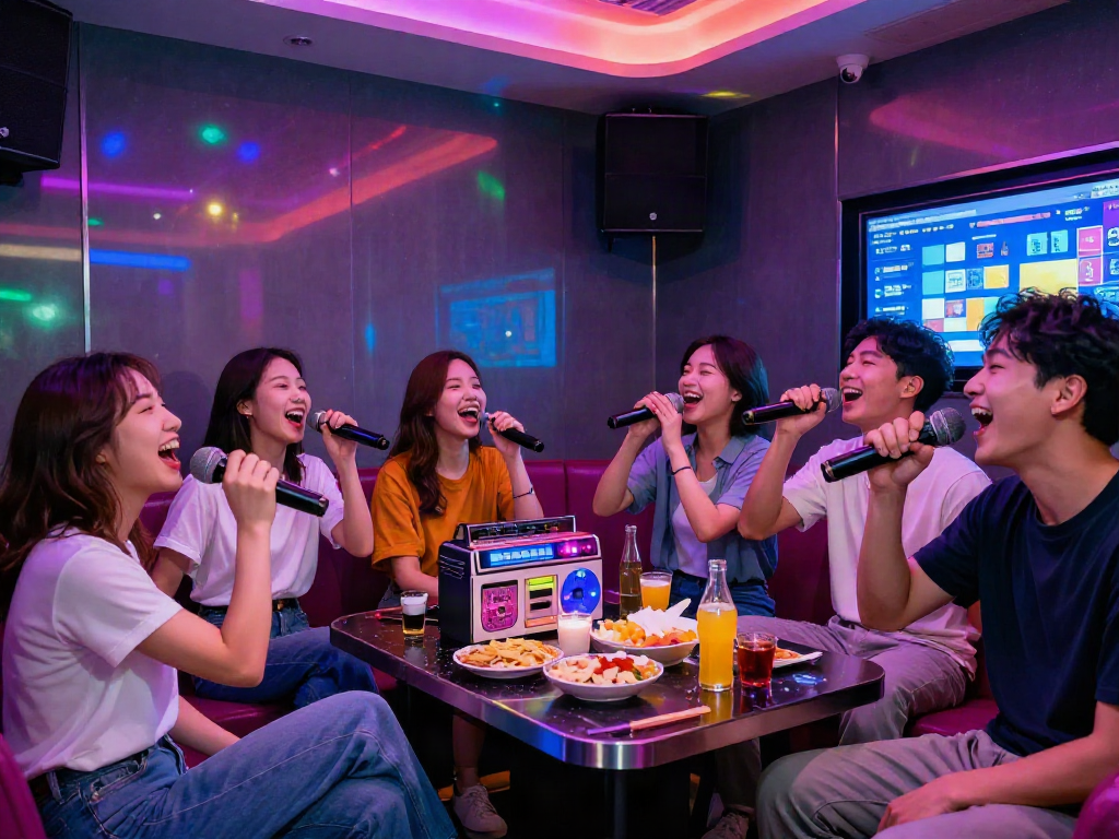 강남 달리는토끼 가라오케에서 친구들과 즐거운 노래를 부르는 모습