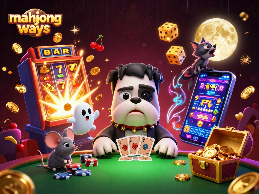 Experience the thrill of mahjong ways with this vibrant 3D digital casino scene featuring playful characters and dynamic gaming elements.