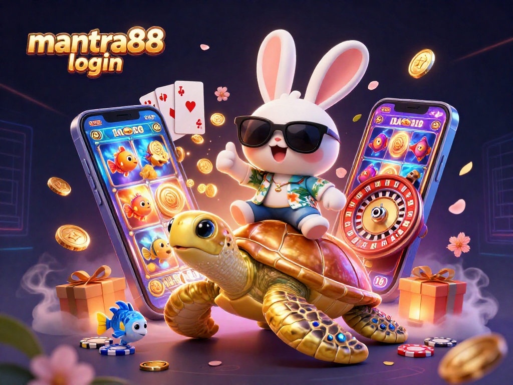 Engage with mantra88 login to play exciting slot games featuring a lucky rabbit and sea turtle.