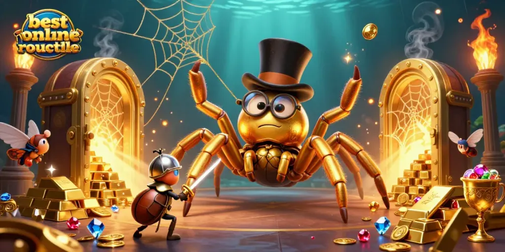 Engage in best online roulette Australia with vibrant casino elements and characters in a dynamic scene.