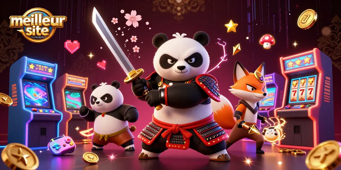 Découvrez le meilleur site casino en ligne suisse avec un panda samouraï et un renard ninja animés.