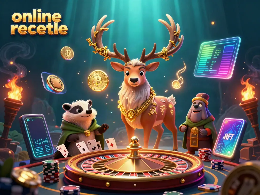 Experience thrilling online roulette with a Celtic druid and badger amidst vibrant casino elements.