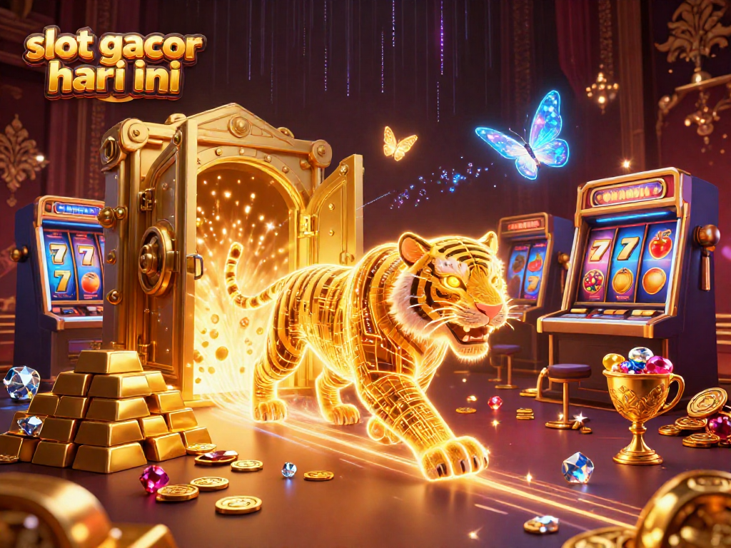 Experience slot gacor hari ini with a dazzling scene of a neon tiger in a vibrant casino.