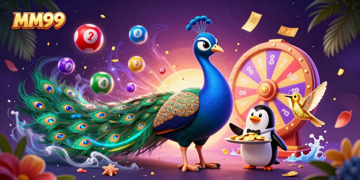 Engage with MM99's vibrant gaming atmosphere filled with colorful lottery balls and lively characters.