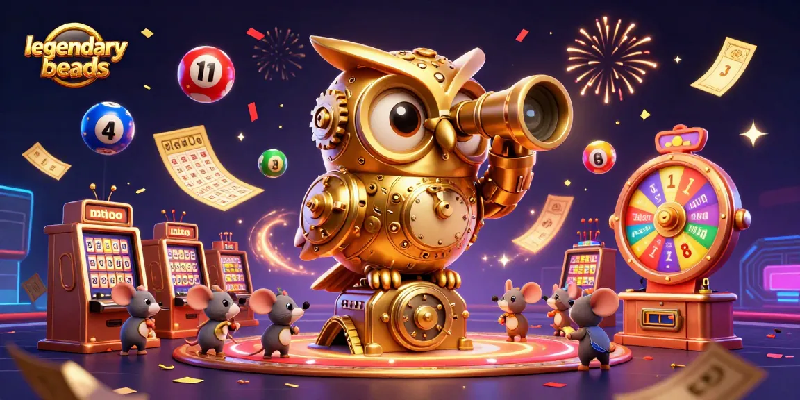 Engage with legendarybeads as a colorful lottery scene blooms with bouncing balls, golden tickets, and festive energy.
